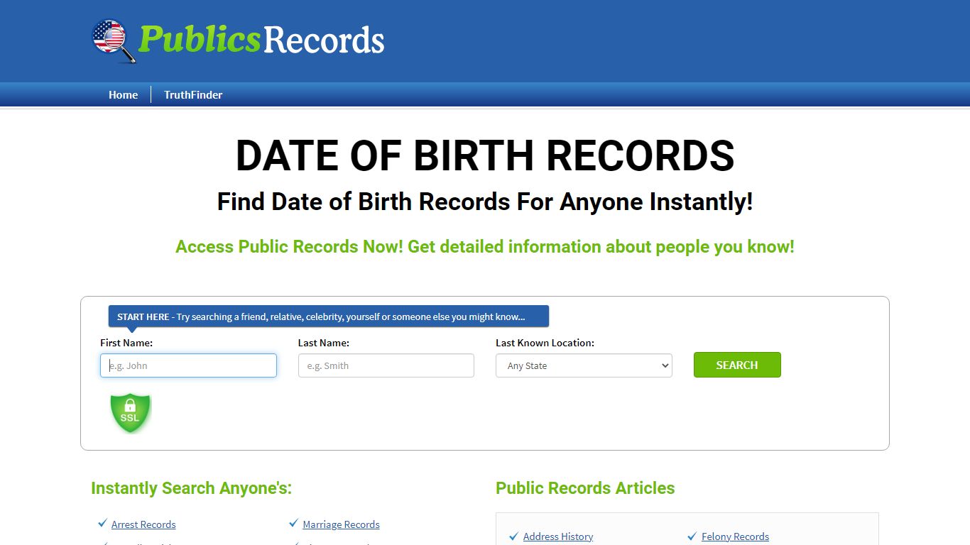 Find Date Of Birth Records For Anyone